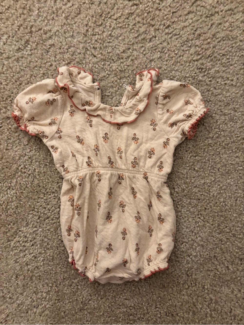 Modern Moments Cream Floral Ruffle-Trim Baby One-Piece Bodysuit
